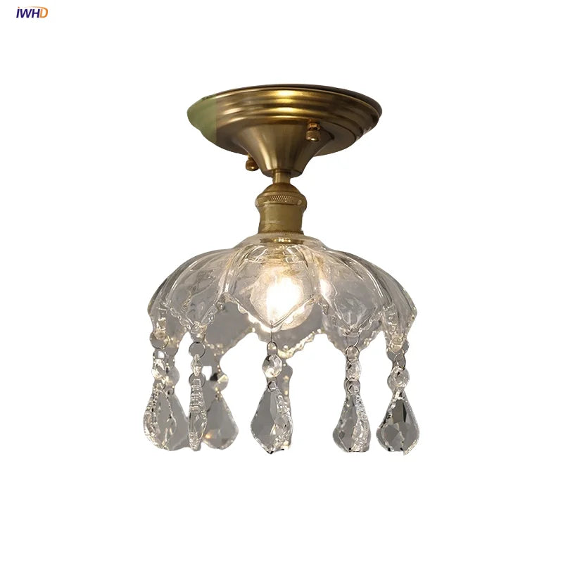 Afralia™ Crystal Glass Luxury LED Ceiling Light for Hallway Bedroom Corridor Interior Decor