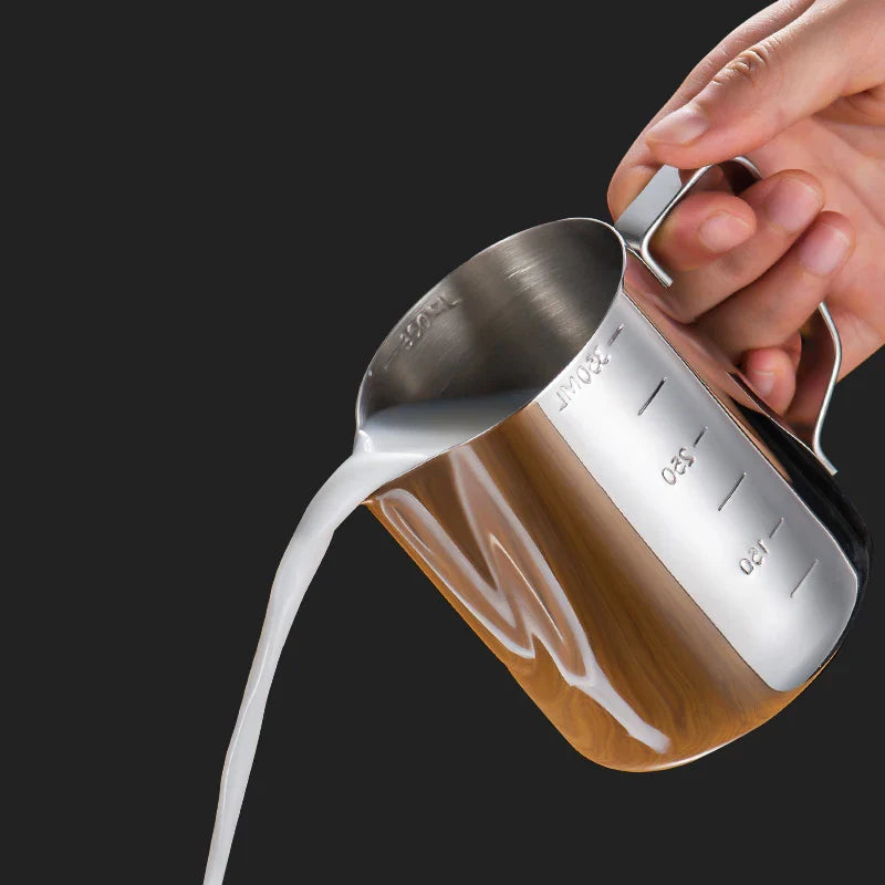 Afralia™ Latte Art Cup with Pull Needle, Measuring Scale, Milk Frother, Garland Mug