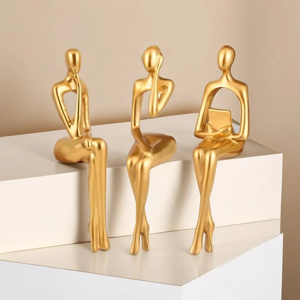 Afralia™ Abstract Figurines Set of 3 - Modern Art Sculpture for Home and Office