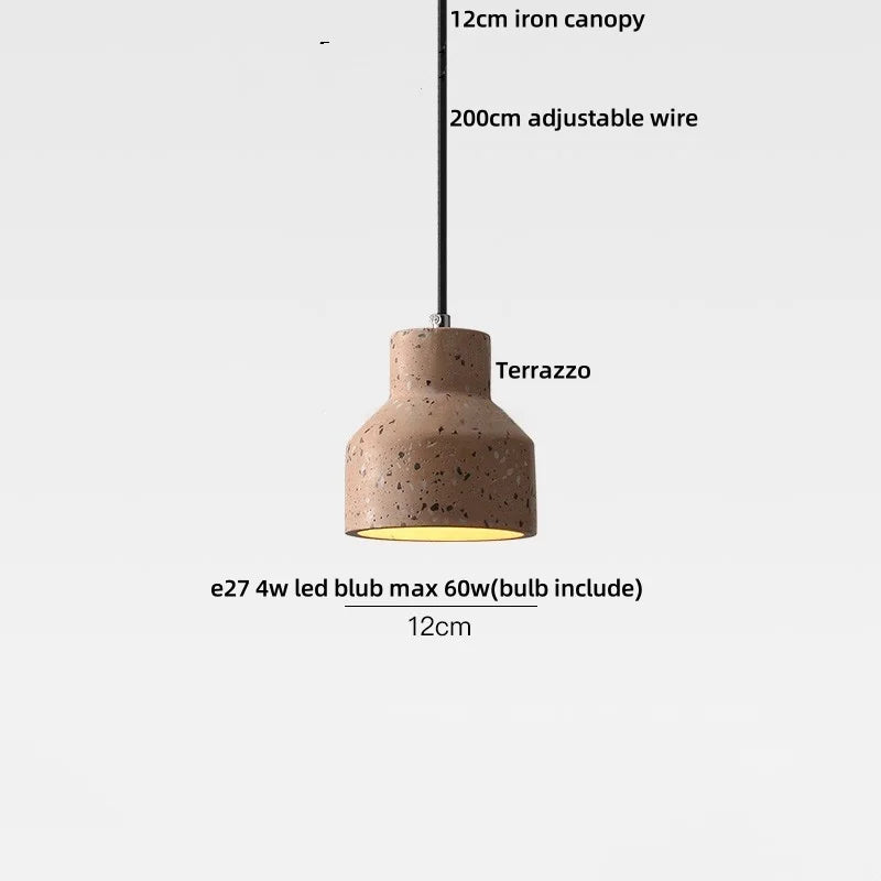 Afralia Terrazzo Stone LED Pendant Lamp for Industrial Loft, Bar, Coffee, Living Room.