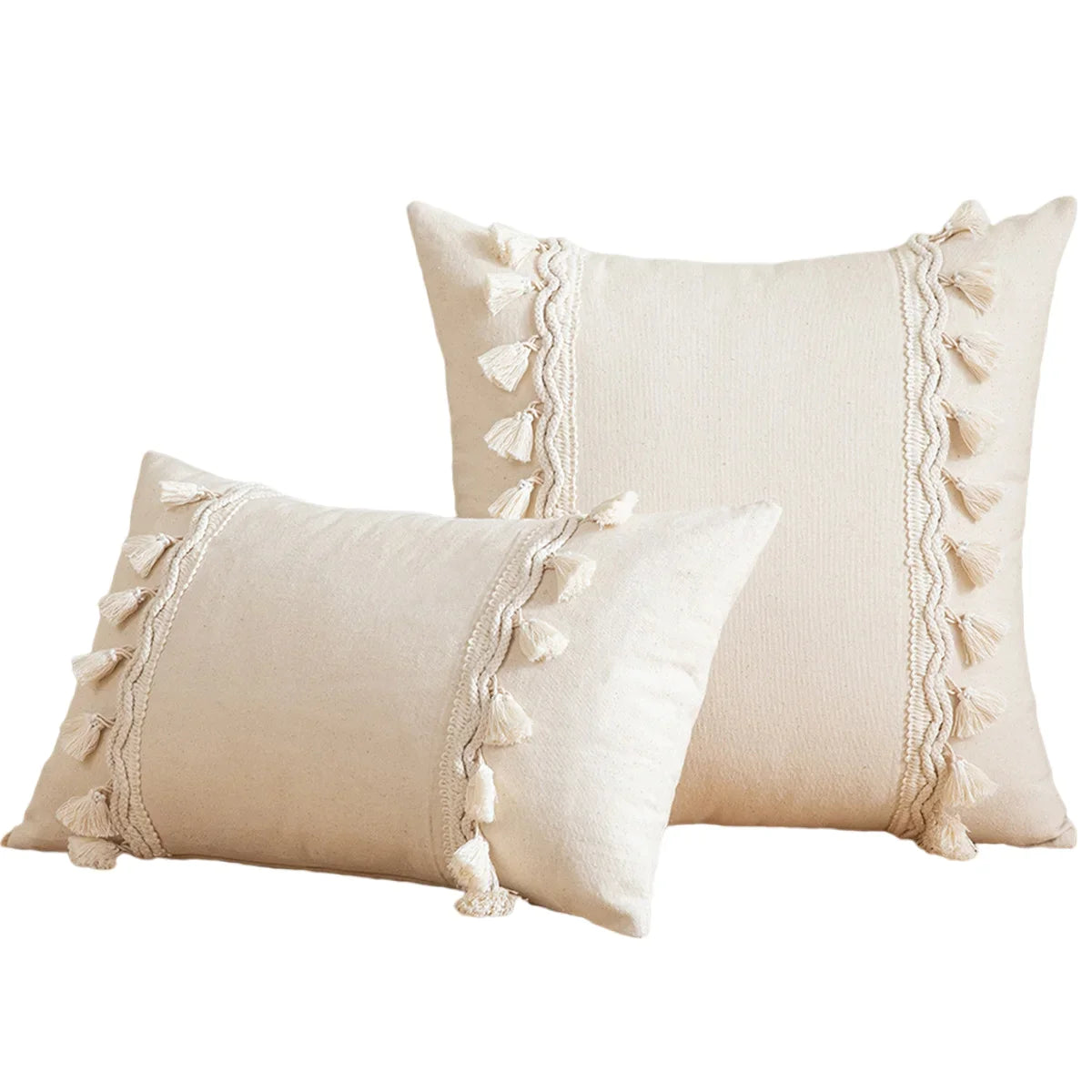 Afralia™ Hand-Woven Boho Lumbar Pillow Case with Tassels for Sofa Couch Decor