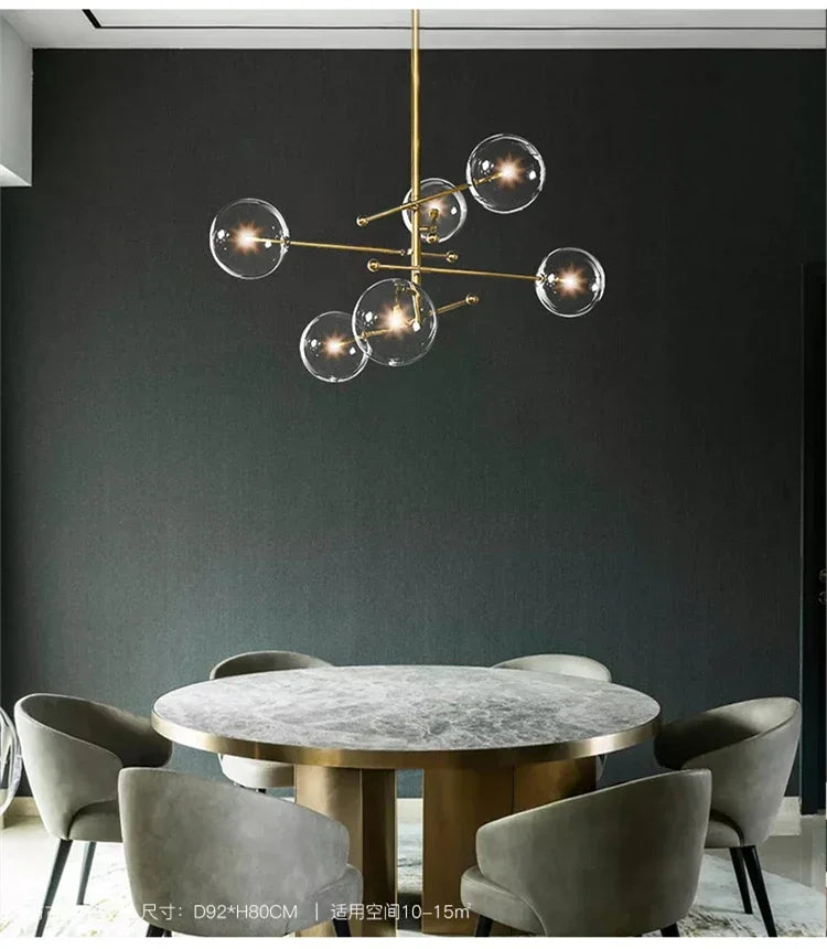 Afralia™ Nordic Glass LED Ceiling Chandelier Black Gold G4 Pendant Lighting