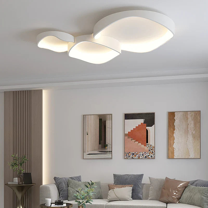 Afralia™ White LED Ceiling Chandelier for Living Room Bedroom with Remote Control