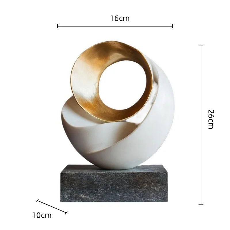 Afralia™ Gold Geometric Abstract Resin Ring Figurines for Stylish Home Decor