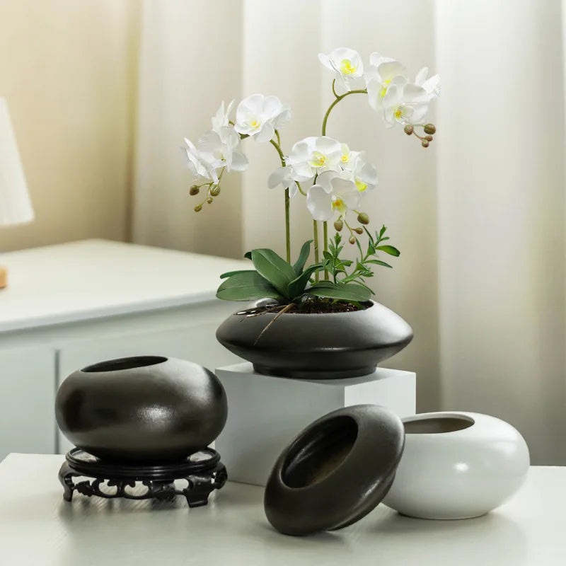 Afralia™ Pebble Flowerpot Geometry Plant Vase Succulent Basin – Balcony Decor Plant Accessories