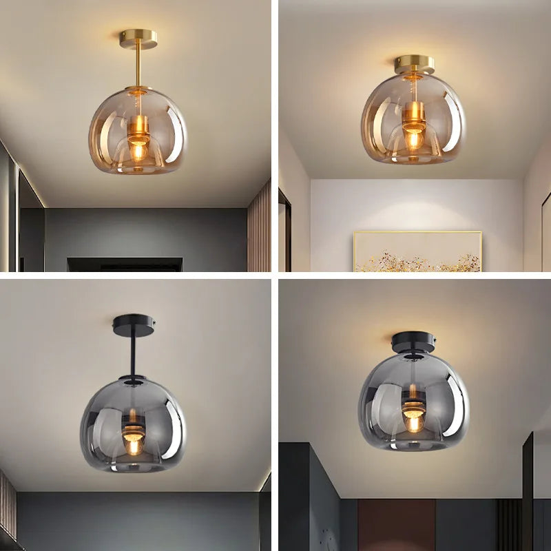Afralia™ Nordic Grey Glass Chandelier Ceiling Lamp