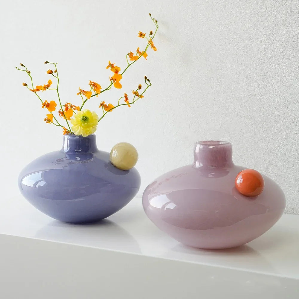 Afralia™ Geometric Glass Vase Colorful Bubbles Hydroponics Terrarium Home Decoration Accessory