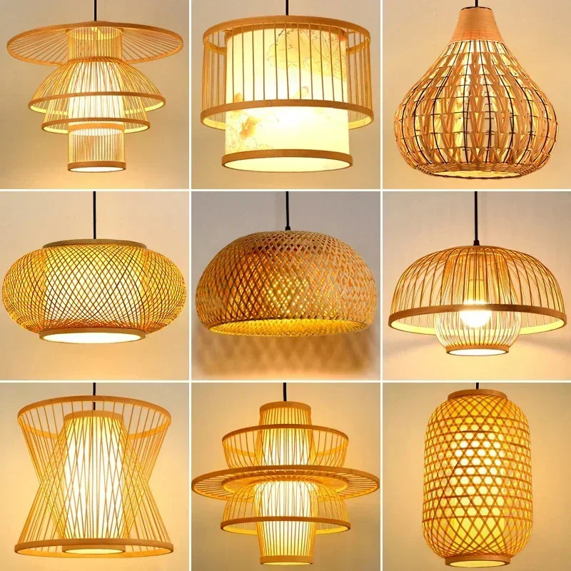 Afralia™ Bamboo Weave Pendant Lamp 30cm - Chinese Style Decor Lighting Fixtures
