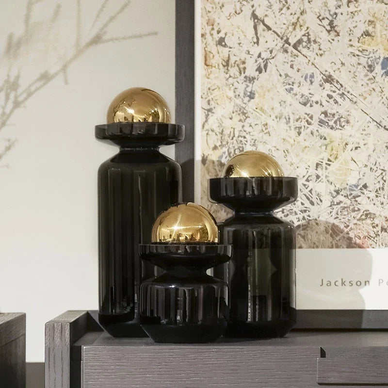 Afralia™ Spherical Glass Vase with Golden Ball for Stylish Flower Arrangements