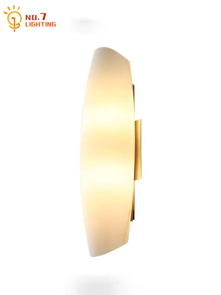Afralia™ Cream Glass LED Wall Lamp for Bedroom Living Room Study