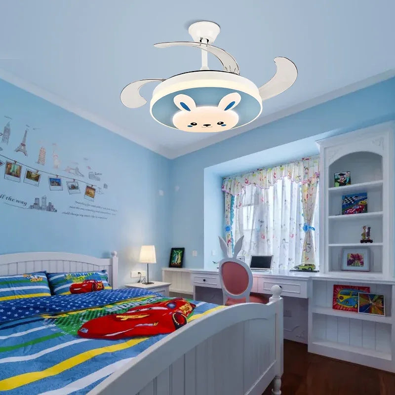 Afralia™ Simple Ceiling Fan With LED Light and Remote Control