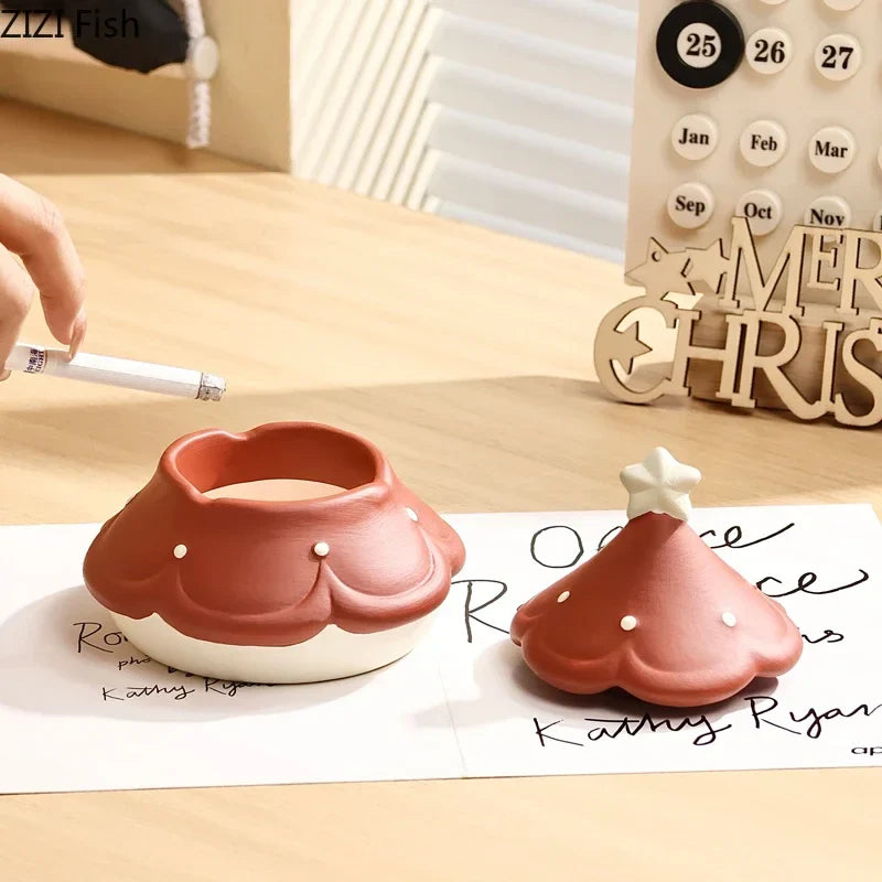 Afralia™ Christmas Tree Ceramic Ashtray - Creative Desktop Weed Tray Gift