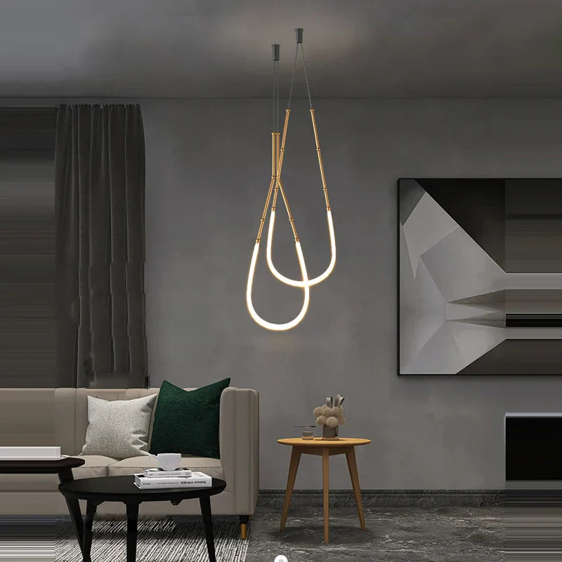 Afralia™ Art Line LED Suspension Pendant Lighting for Trendy Home Decor