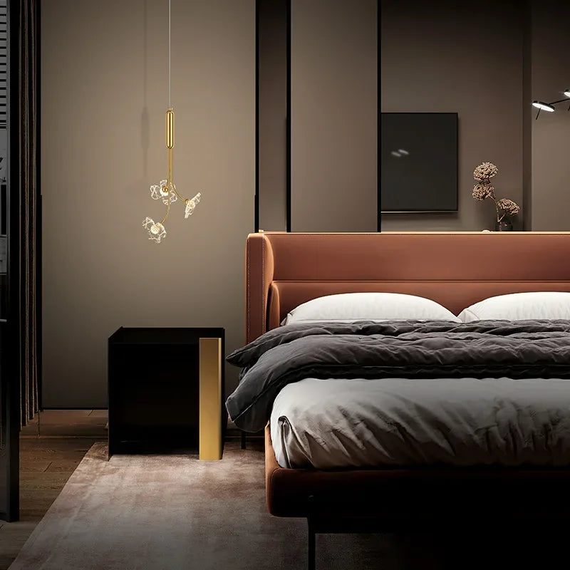 Afralia™ Luxury Acrylic Flowers Pendant Light Bedside Restaurant Coffee Shop Modern Copper Bouquet