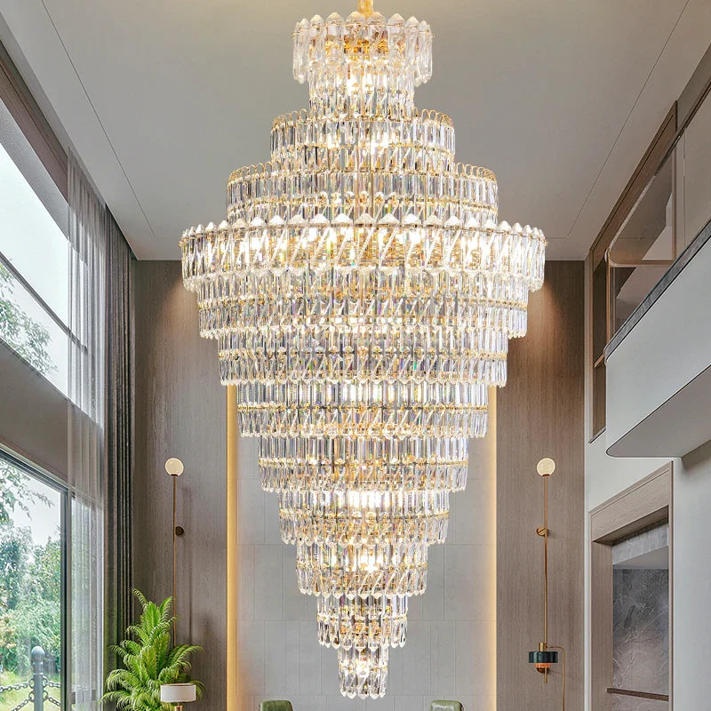 Afralia™ Crystal Chandelier: Penthouse Light Luxury for Villa Livingroom, Rotating Staircase Atmosphere