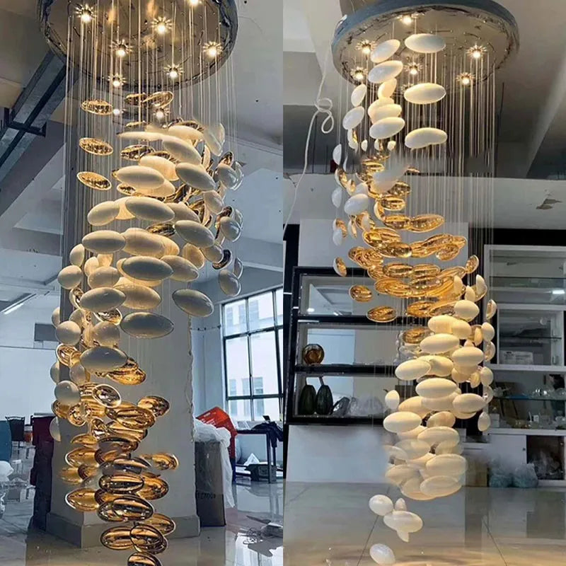 Afralia™ Modern Glass Chandelier for Hotels, Villas & Spiral Staircases
