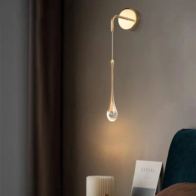 Afralia™ Crystal LED Wall Lamp Modern Minimalist Living Room Bedside Lamp