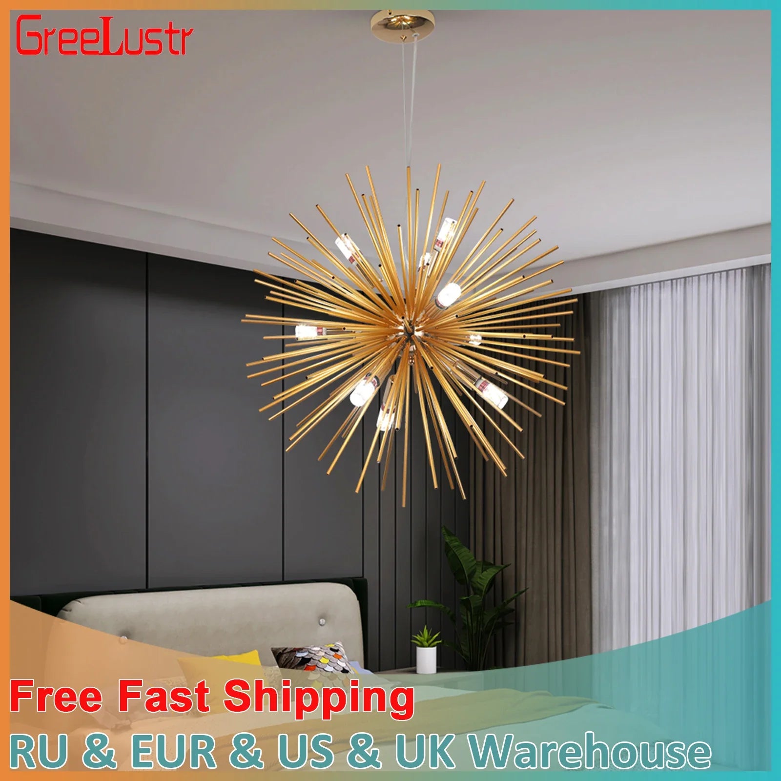 Afralia™ Gold LED Chandelier Pendant Light for Modern Kitchen Island Living Room