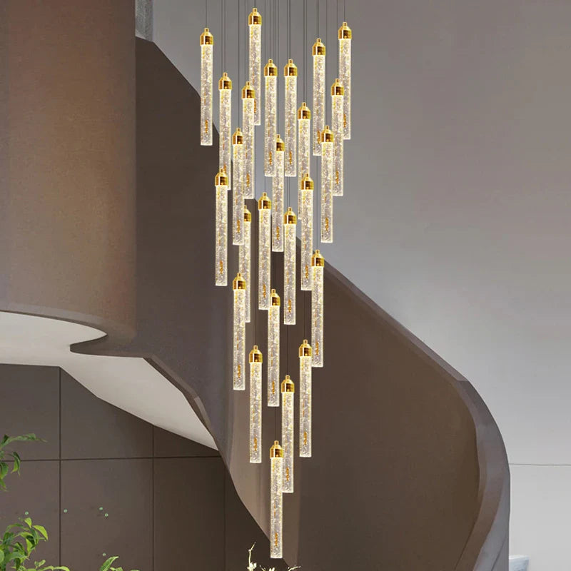 Afralia™ Crystal Staircase Chandelier: Modern LED Living Room Lamp for Deluxe Home Decor
