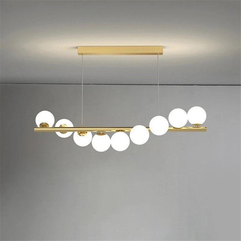 Afralia™ Glass Ball Chandelier: Modern Dining Room Kitchen Decor Hanging Lamp