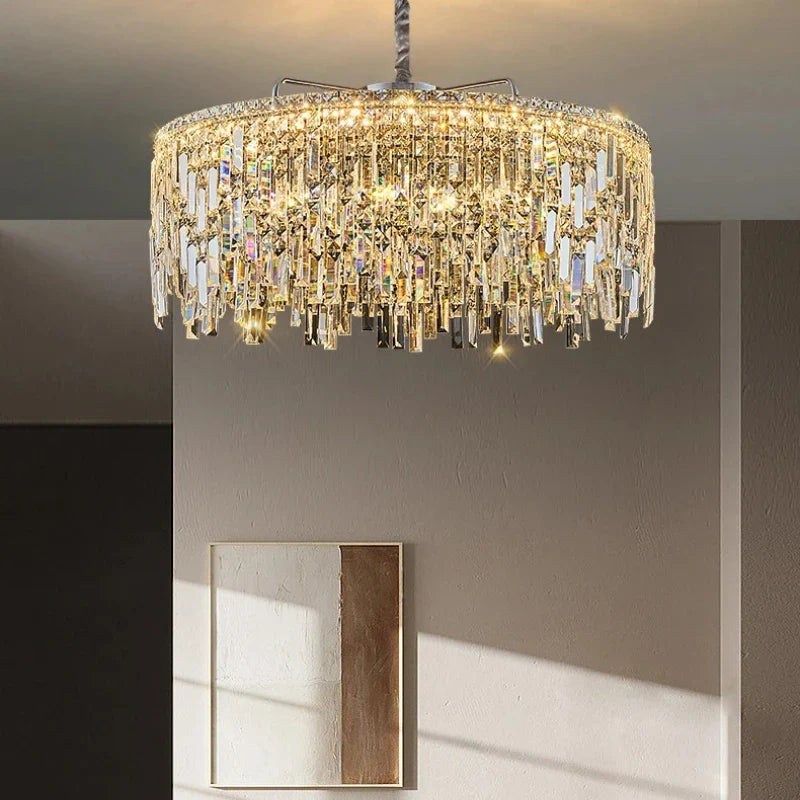 Afralia™ Gold Starry Crystal Chandelier: Luxury Semi-Transparent Lighting for Villa, Attic, Bedroom, Living Room