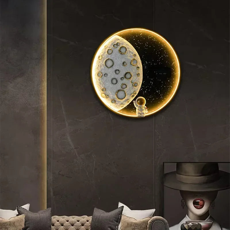 Afralia™ Astronaut LED Wall Lamp: Modern Nordic Resin Round Decor Light