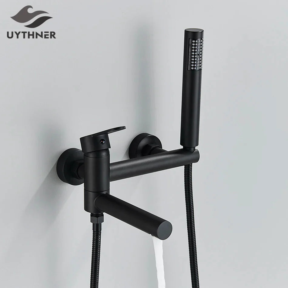 Afralia™ Wall Mount Bathtub Faucet with Hand Shower Mixer Set