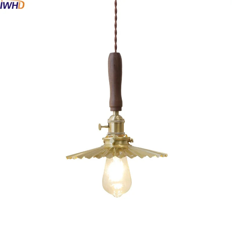 Afralia™ Copper Walnut LED Pendant Lights, Modern Hanging Lamp for Hallway, Bedroom, Dining Room