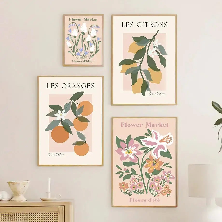 Sun-Kissed Blooms - Nordic Flower Market Canvas Wall Art