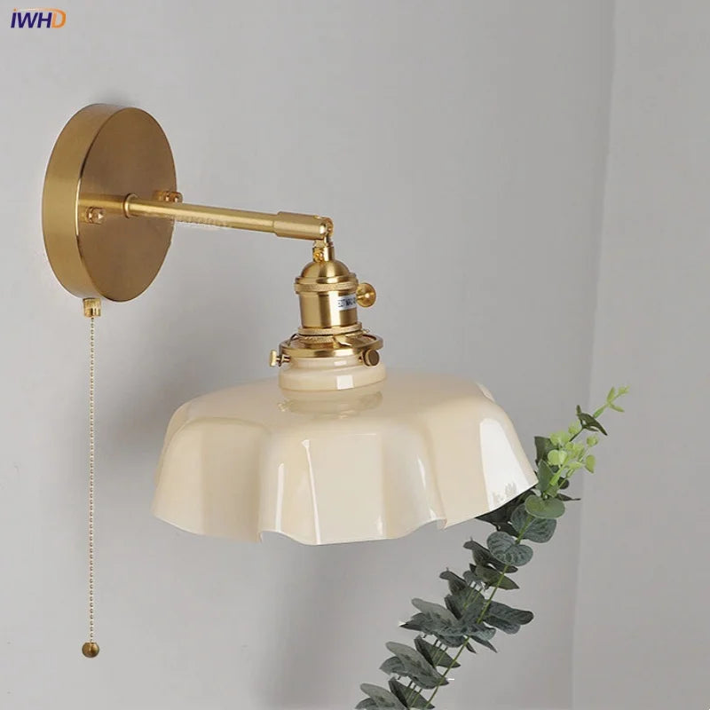 Afralia™ Yellow Glass LED Wall Light Fixture Modern Bedside Lamp Rotation Hallway Aisle