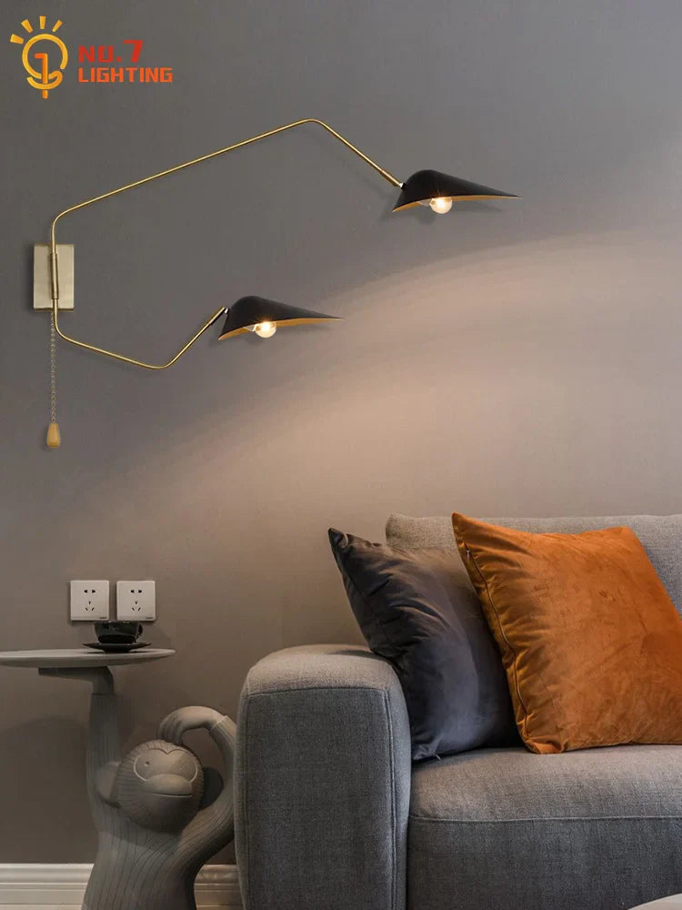 Afralia™ Luxury Dawn Spider Serge Mouille Swing Arm Wall Lamp LED E27 White