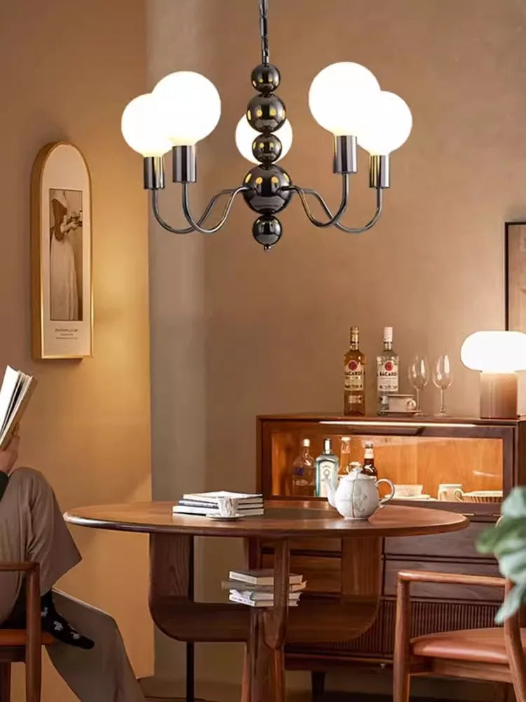 Afralia™ Pearl Black Chandelier: Minimalist High-End Bauhaus Design for Living Room Bedroom Study