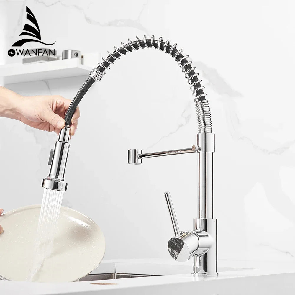 Afralia™ Matte Black Spring Spout Kitchen Sink Faucet Single Lever Mixer Tap 9009