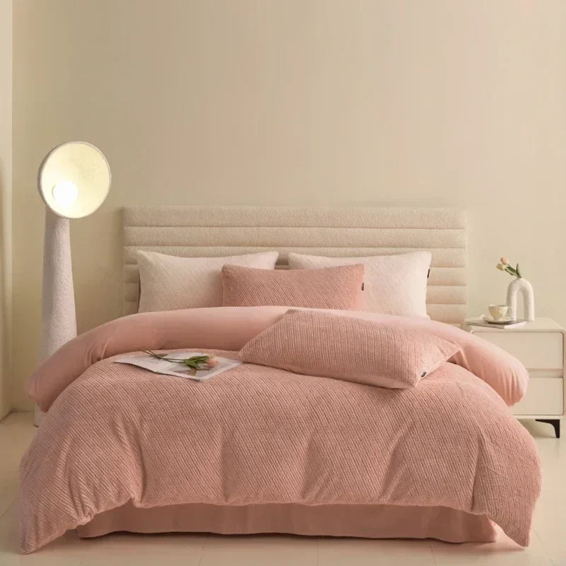 Afralia™ 2024 Winter Fleece Bedding Set King Queen Twin Double Duvet Cover Kit