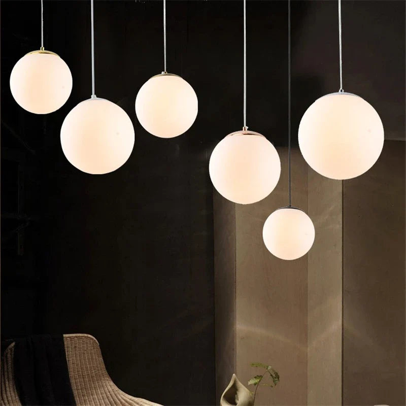 Afralia™ Glass Ball Pendant Lights - Nordic Minimalist Chandelier for Living Room & Bedroom