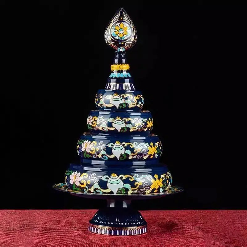 Afralia™ Cloisonné Manda Pan Eight Auspicious Tea Pan