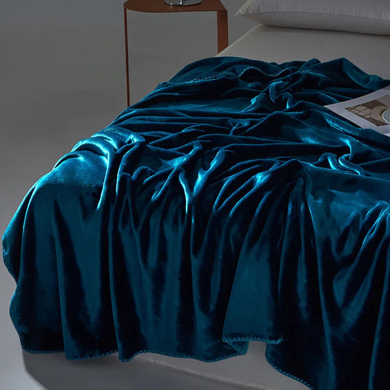 Afralia™ Velvet Milk Blanket: European Solid Color Flannel Bedspread for All Seasons
