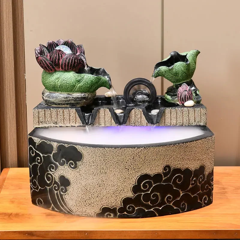 Afralia™ Lotus Leaf Water Feature: Feng Shui Fish Tank Circulation Wheel for Housewarming