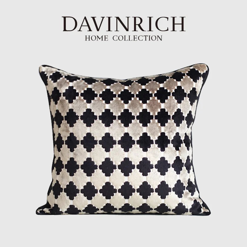 Afralia™ Luxe Velvet Floral Geometry Cushion Covers - Elegant Italian Retro Style