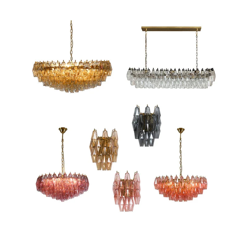 Luxury Stained Glass Chandelier by Afralia™ - Elegant LED Lighting for Dining Room