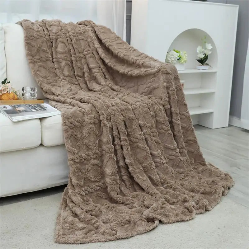 Luxury Jacquard Coral Fleece Blanket by Afralia™