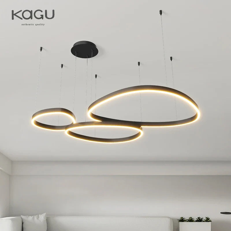 Afralia™ Modern Brushed Rings LED Chandelier Ceiling Light for Living Room Bedroom