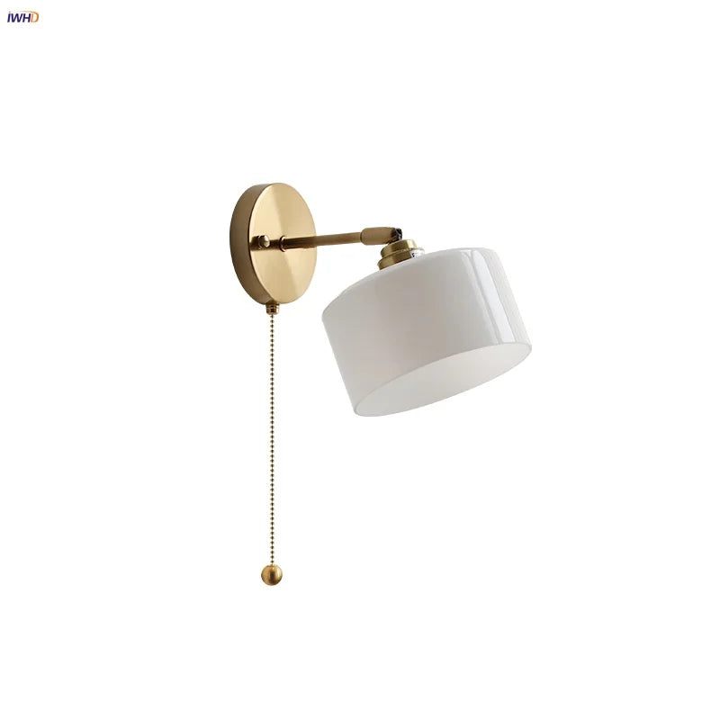 Afralia™ Modern White Glass Wall Sconce LED Lamp Rotates Up Down for Bathroom Stair Mirror