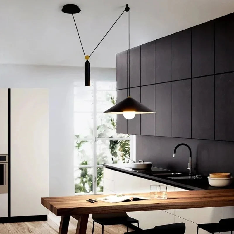 Afralia™ Nordic Lifting Pendant Chandelier: Stylish Dining & Living Room Lighting Solution