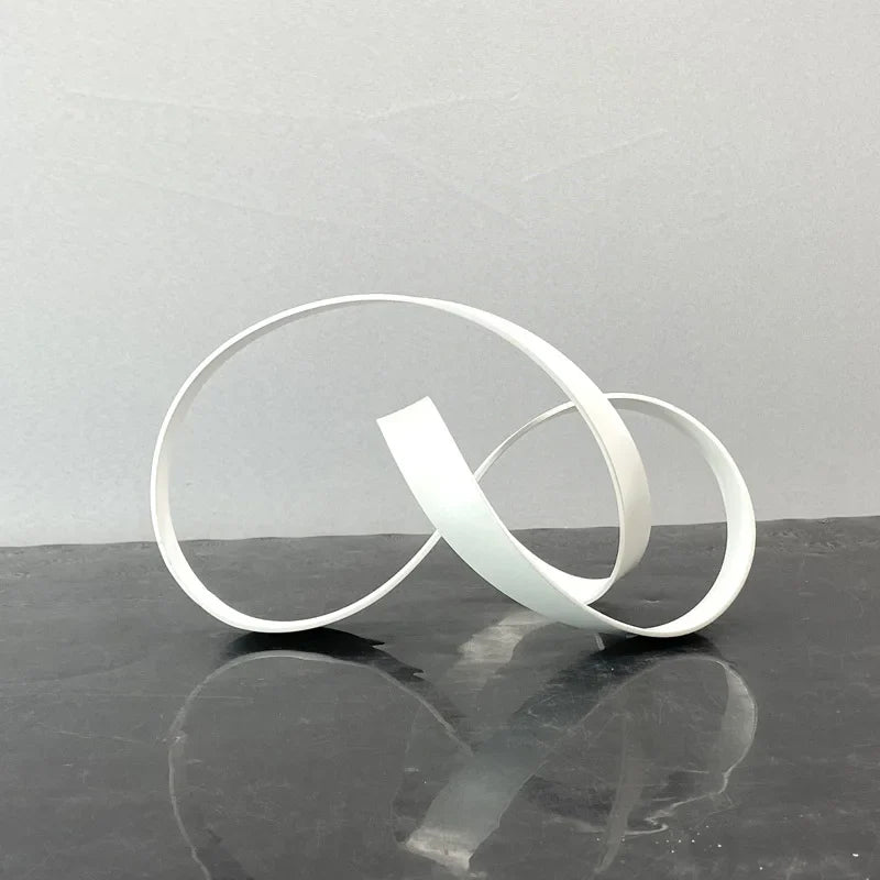 Afralia™ Abstract Knot Golden Tape Metal Sculpture Figurine for Room Decoration