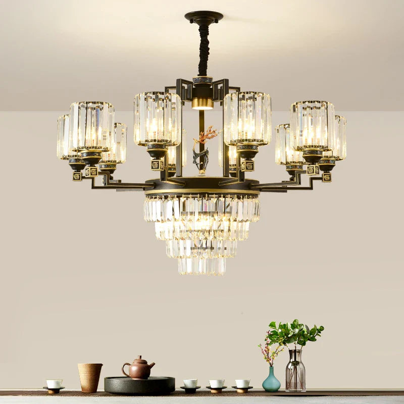 Afralia™ Zen Crystal Chandelier: Modern Luxury Living Room Dining Room Lamp