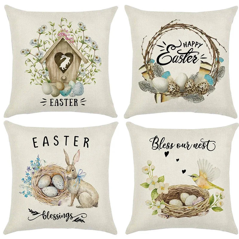 Easter Egg Rabbit Pillow Case for Modern Sofa Decor by Afralia™