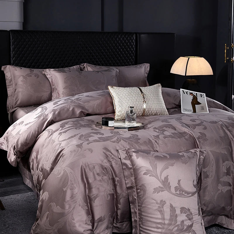 Afralia™ Luxury Egyptian Cotton Jacquard Bedding Set with Duvet Cover, Sheet, and Pillowcases
