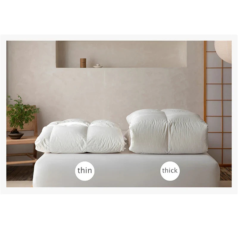 Afralia™ White Goose Down Duvet Quilt Comforter, Summer Throws, Thin or Thick Blanket