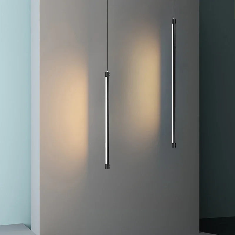 Afralia™ Black Nordic LED Tube Pendant Light for Bedroom Restaurant Kitchen Dining Room